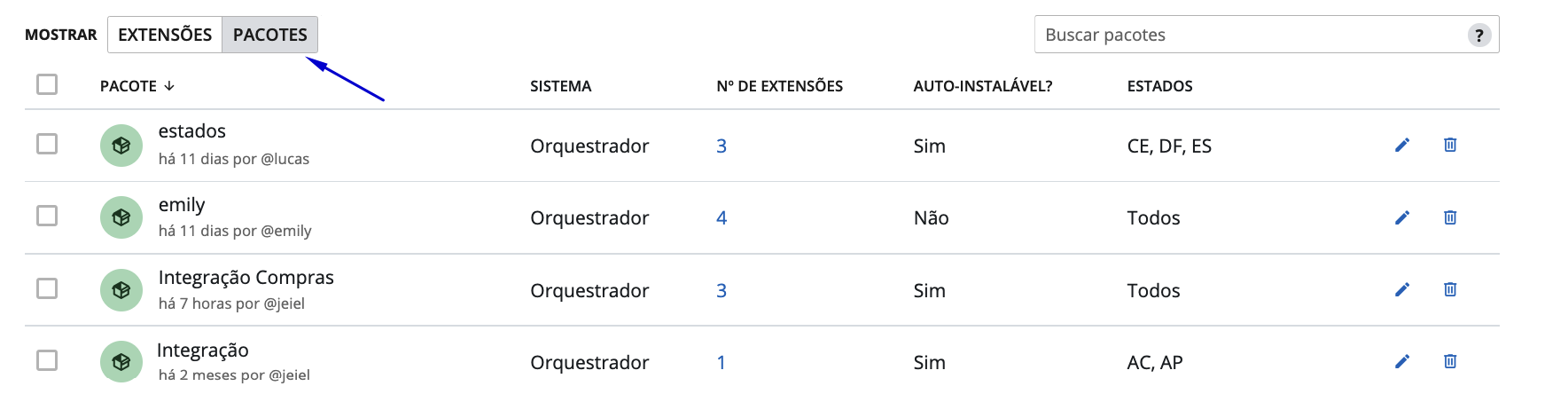 funcionalidades orquestrador