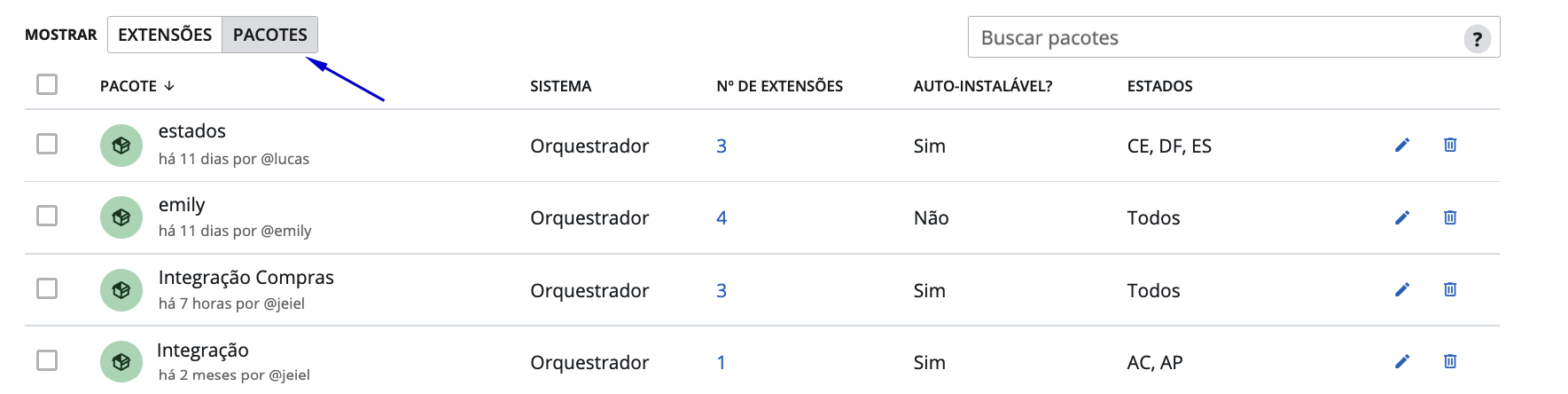 funcionalidades orquestrador